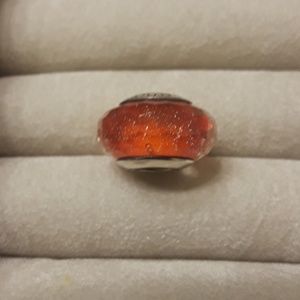 Red shimmer faceted pandora murano